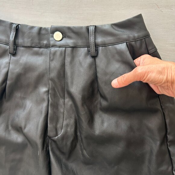 Black Vegan Leather Women's Shorts Size Small High Waist - Picture 5 of 10